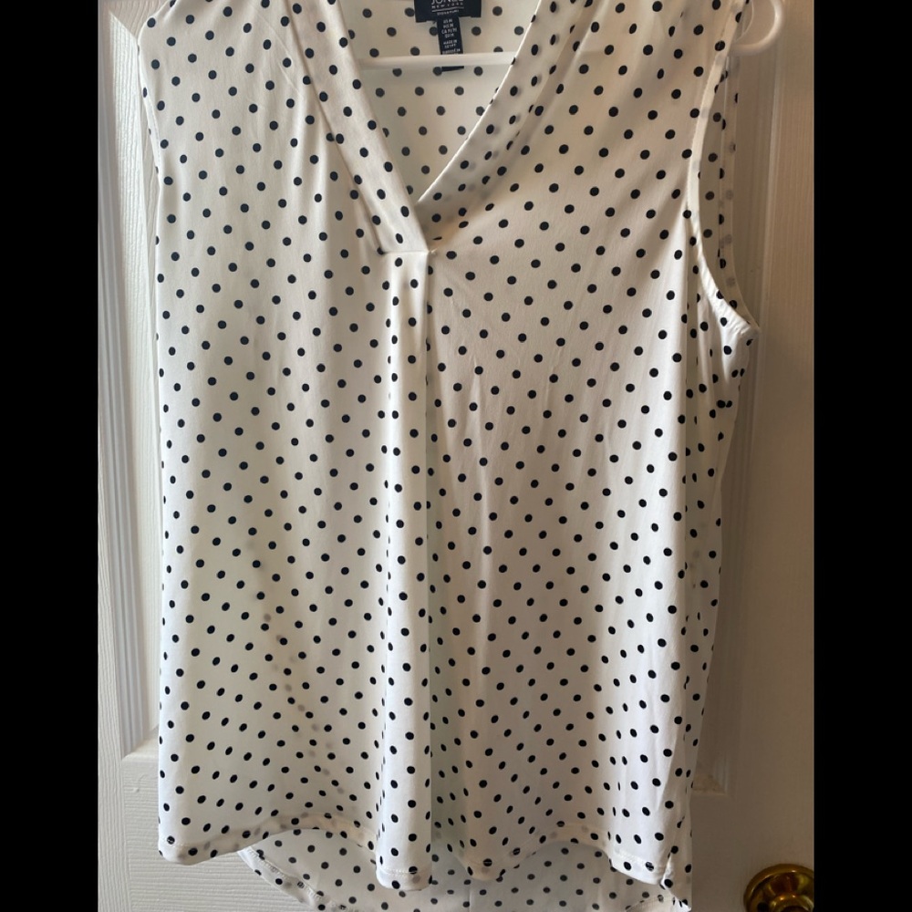 White with black polka dot Jones New York blouse